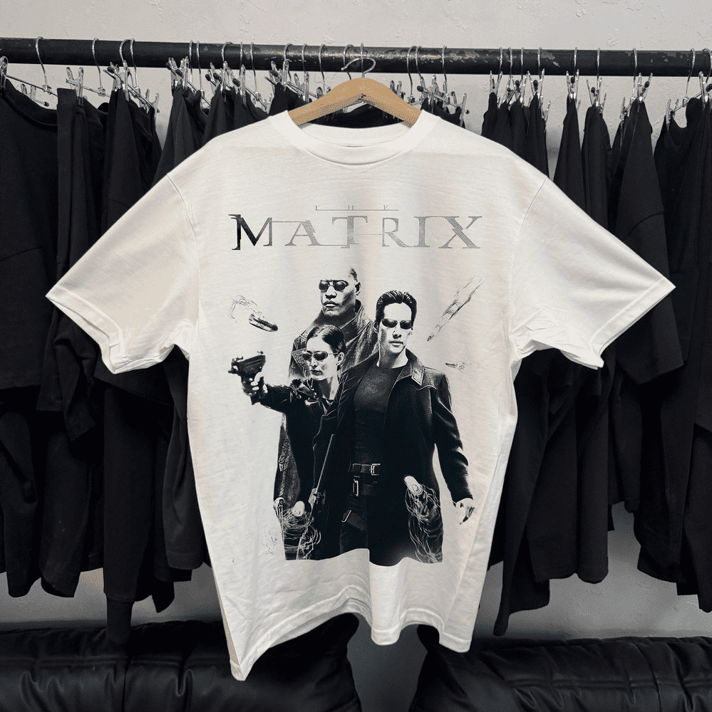 90's Matrix white graphic t-shirt
