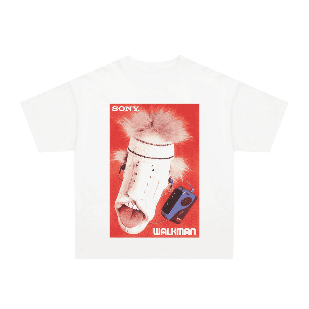 Vintage 90s Sony Walkman Shoe Advert white t-shirt, retro tech posterboy streetwear tee