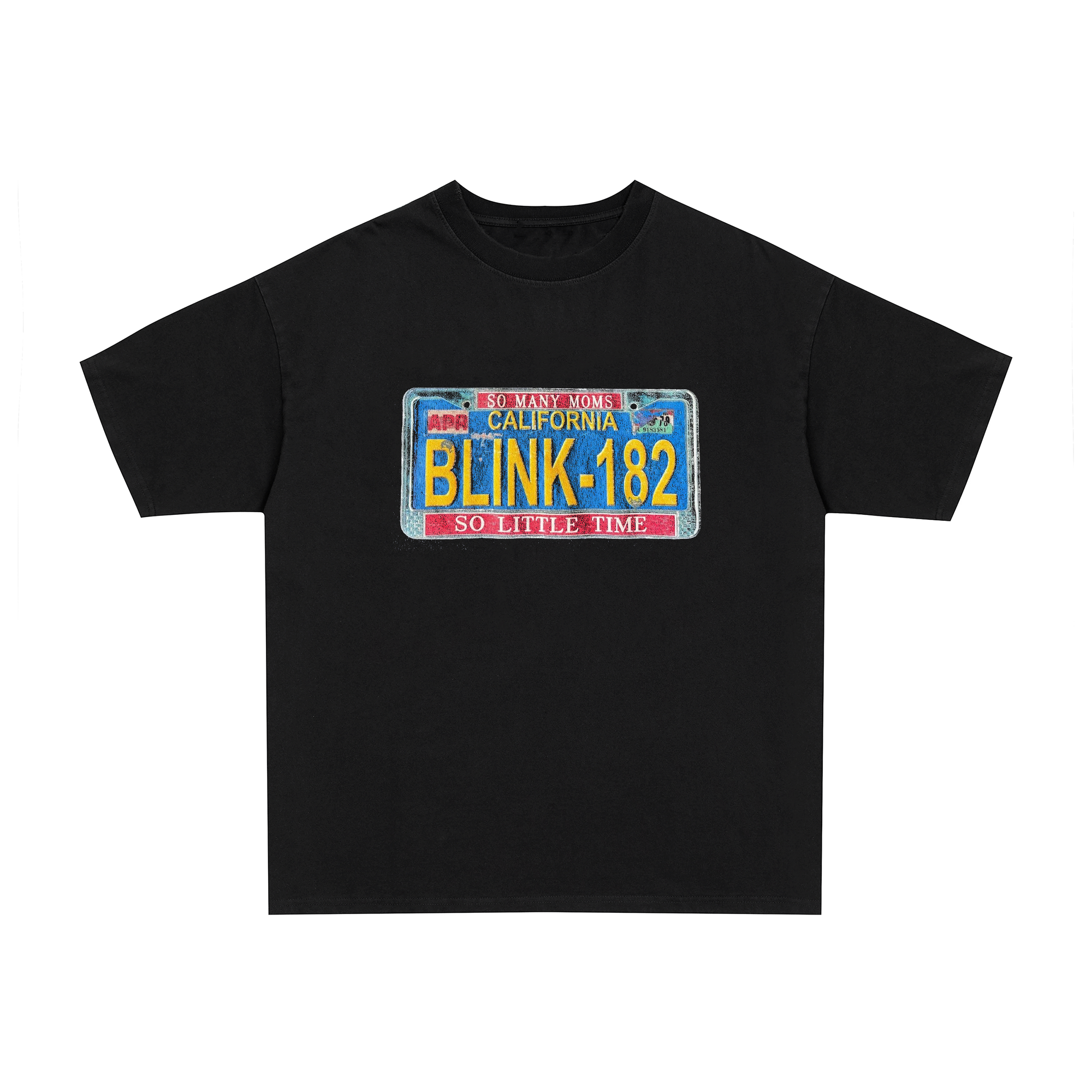 Blink 182 license plate heavyweight black tee