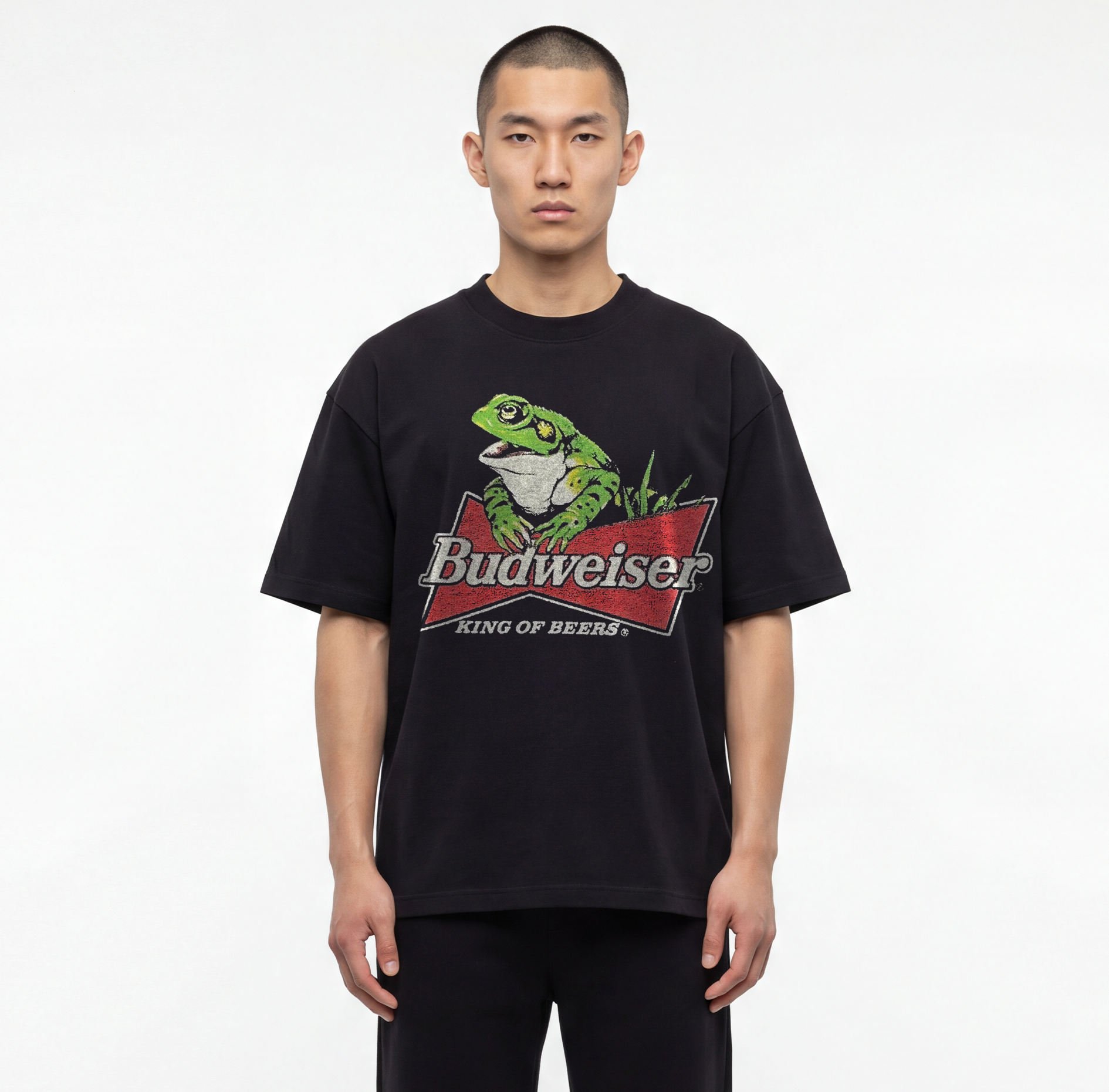 90's budweiser frogs vintage black tee
