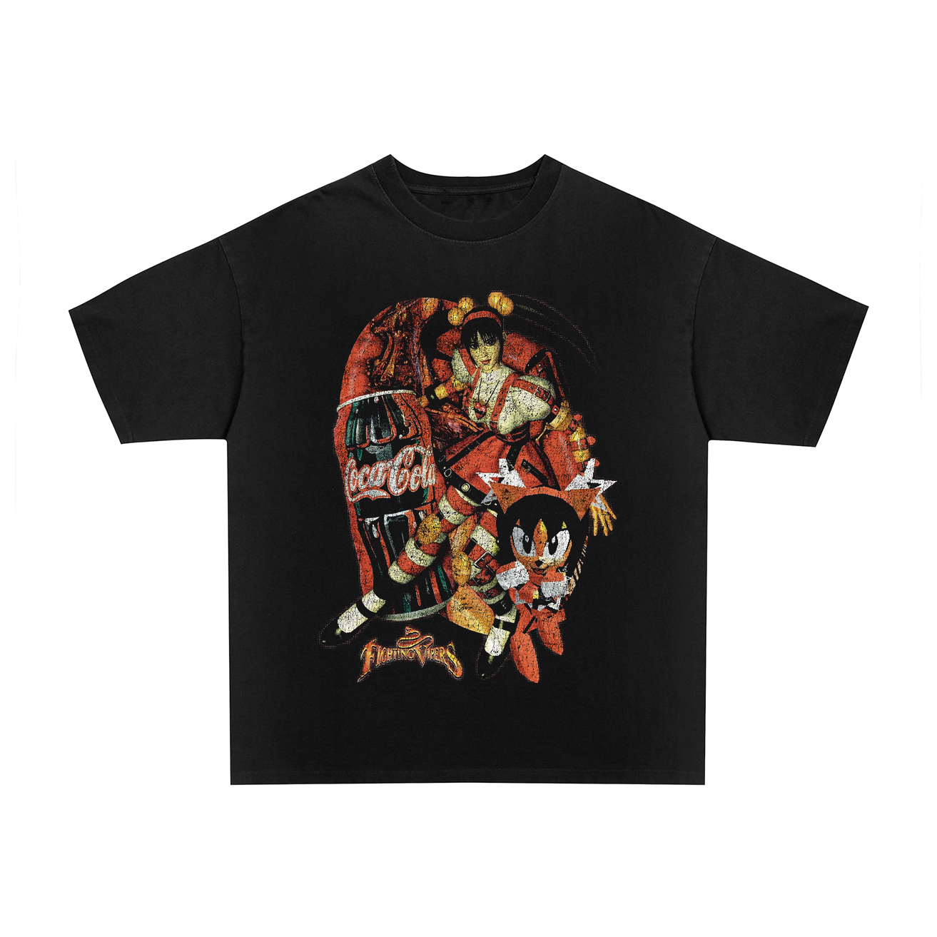 2000s Fighting viper cola black graphic t-shirt