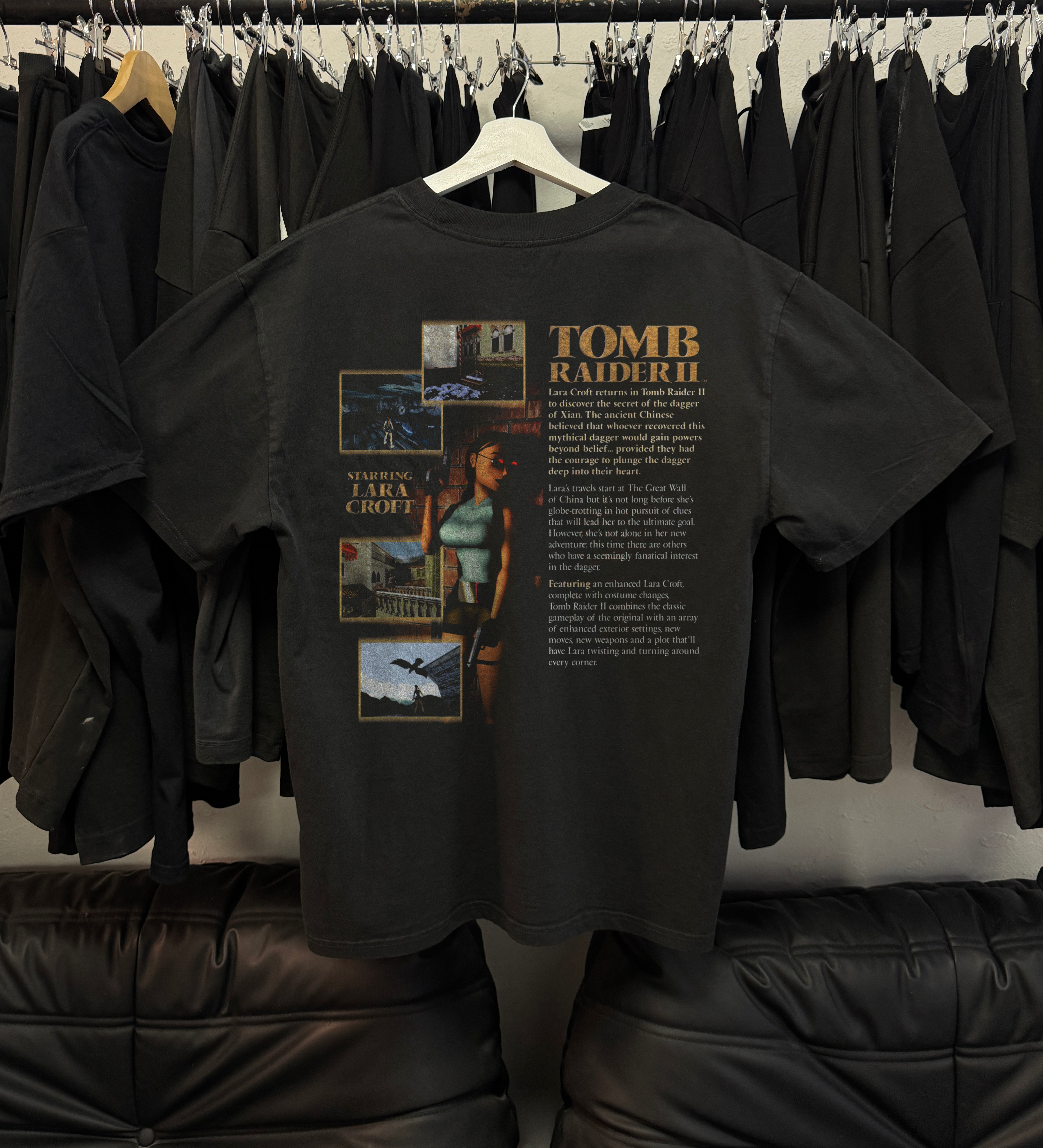 Vintage 2000s PS1 Tomb Raider black t-shirt, retro gaming posterboy streetwear tee