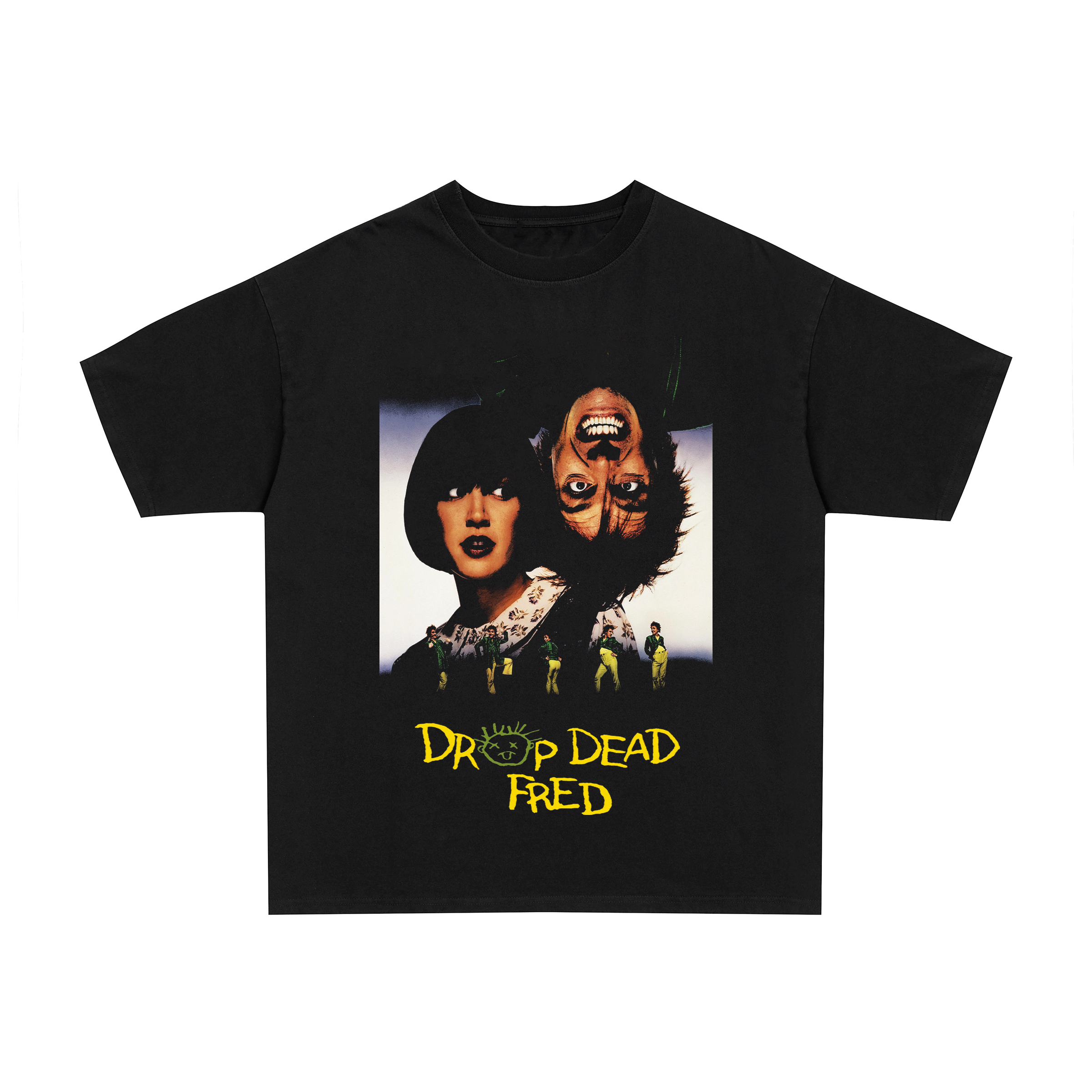 Vintage 90s Drop Dead fred graphic black t-shirt, retro movies / film posterboy streetwear tee