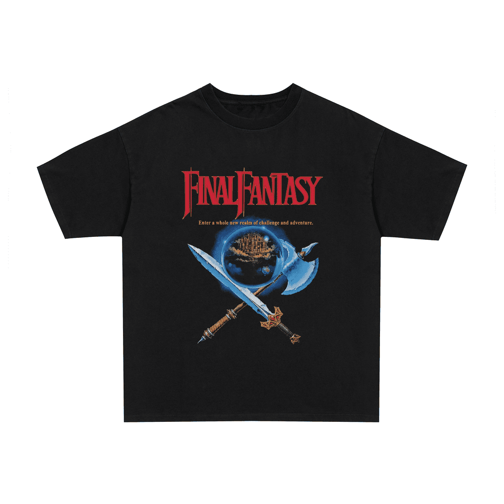 Vintage 2000s Final Fantasy graphic black t-shirt, retro gaming posterboy streetwear tee