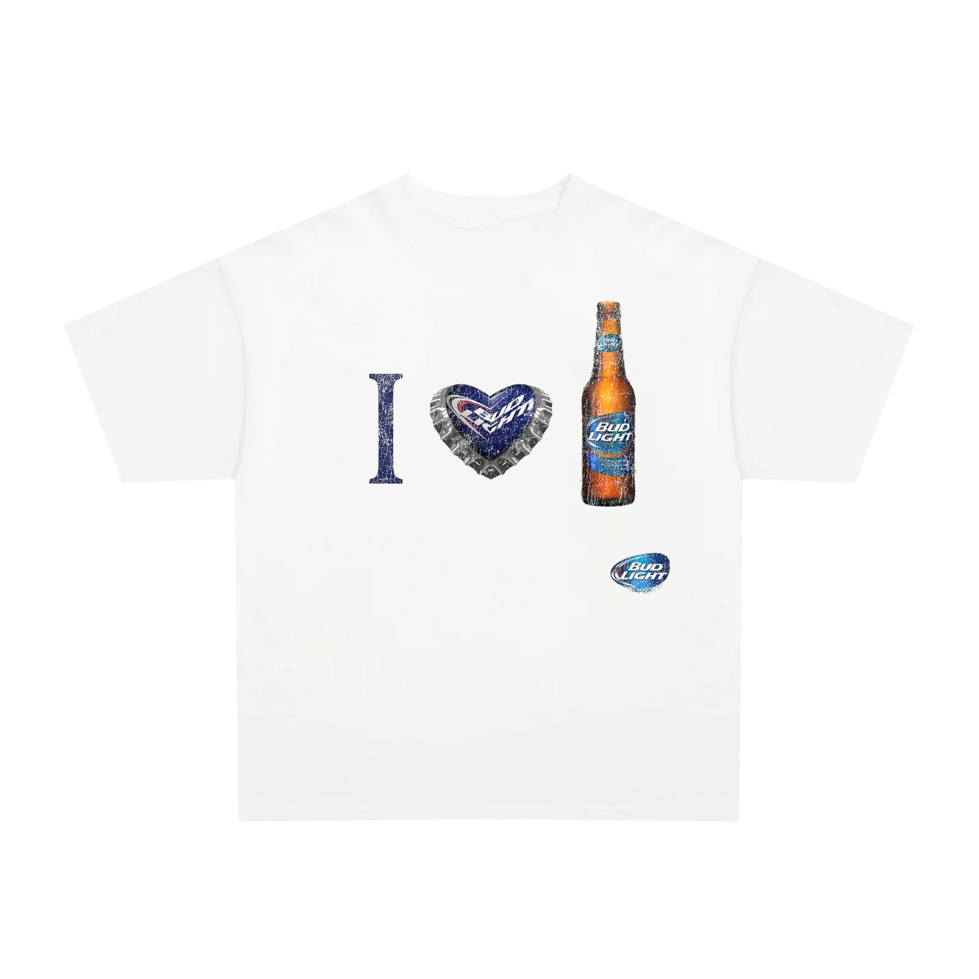 I love bud light vintage white heavyweight tee