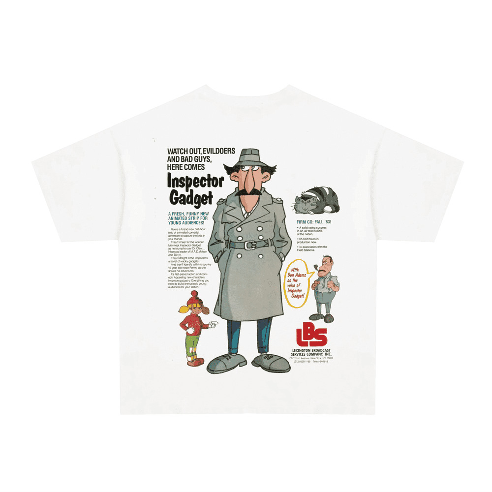 Vintage 80s Inspector Gadget graphic white t-shirt, retro movie / film posterboy streetwear tee